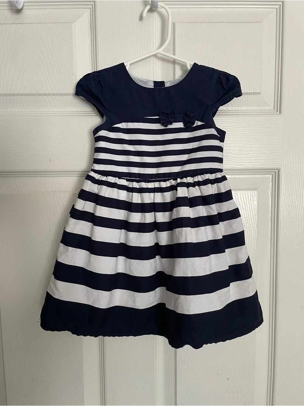 Young Dimension 12-18 Months Navy & White Striped Girls' Cotton Dress